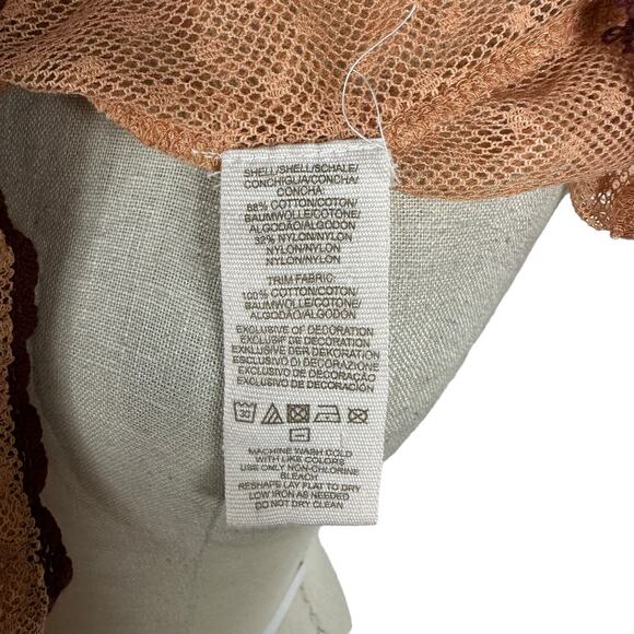 FREE PEOPLE Roses Are Red Peasant Top Sheer Tasseled Embroidered Lace Size Med - Picture 6 of 6
